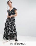 Yumi Petite Maxi Dress In Ditsy Floral Print - Black