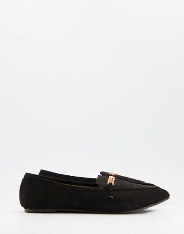 Raid Lane Flat Shoes With Gold Chain In Black