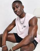 Asos Dark Future Relaxed Drop Arm Tank In Pink With Logo Print