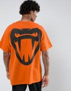 Hnr Ldn Fang Back Print T-shirt In Oversized - Orange