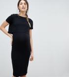 Asos Design Maternity Nursing Double Layer Bodycon Dress - Black