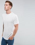 Asos Longline T-shirt In Linen Look With Zips And Curved Hem In Off White - White