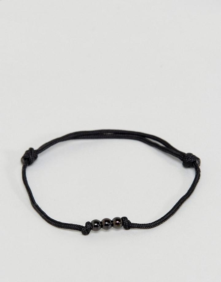 Mister Trio Single Wrap Bracelet In Black - Black