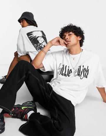 Asos Design Unisex Oversized T-shirt With Billie Eilish Print In White