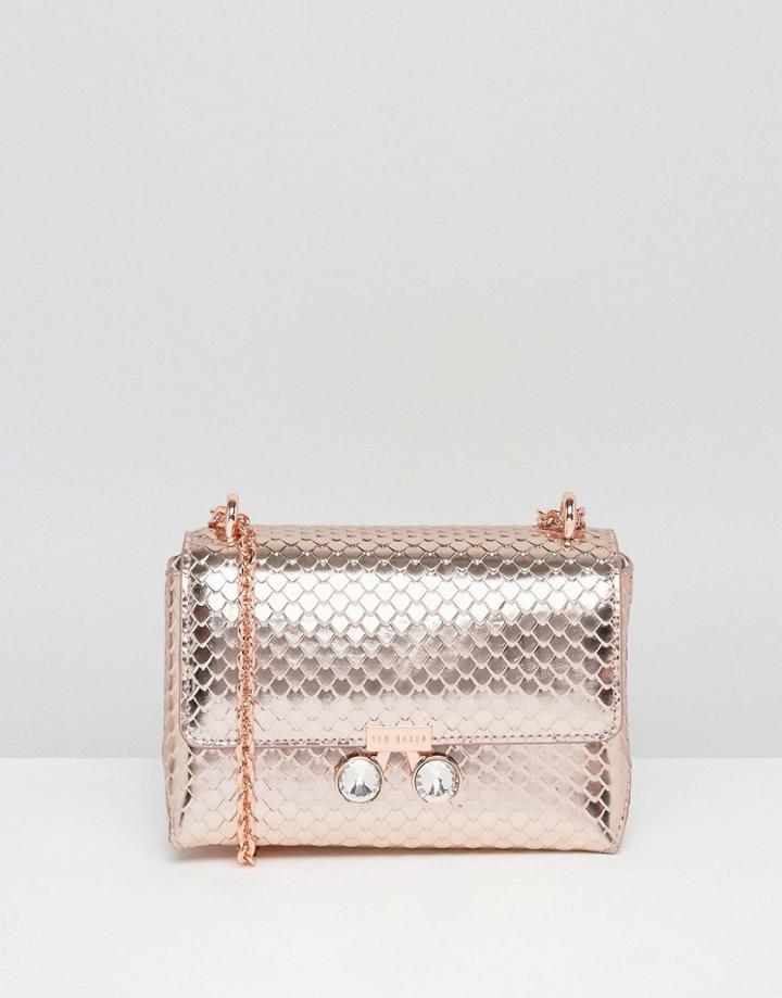 Ted Baker Arfen Bobble Lock Snake Micro Cross Body Bag - Gold
