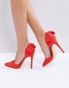 London Rebel Bow Trim Court Shoe - Red