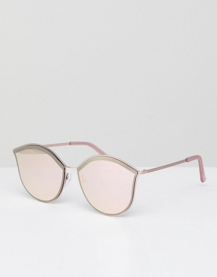 Jeepers Peepers Round Sunglasses With Mirrored Lens - Yellow