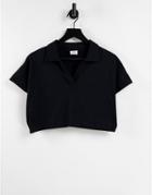 Cotton: On Cropped Polo Top In Black
