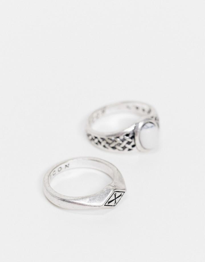 Icon Brand Diamond Cross Stone Ring Set In Silver