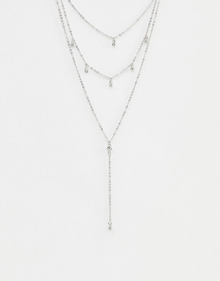 Miss Selfridge Layered Multi Row Necklace - Silver