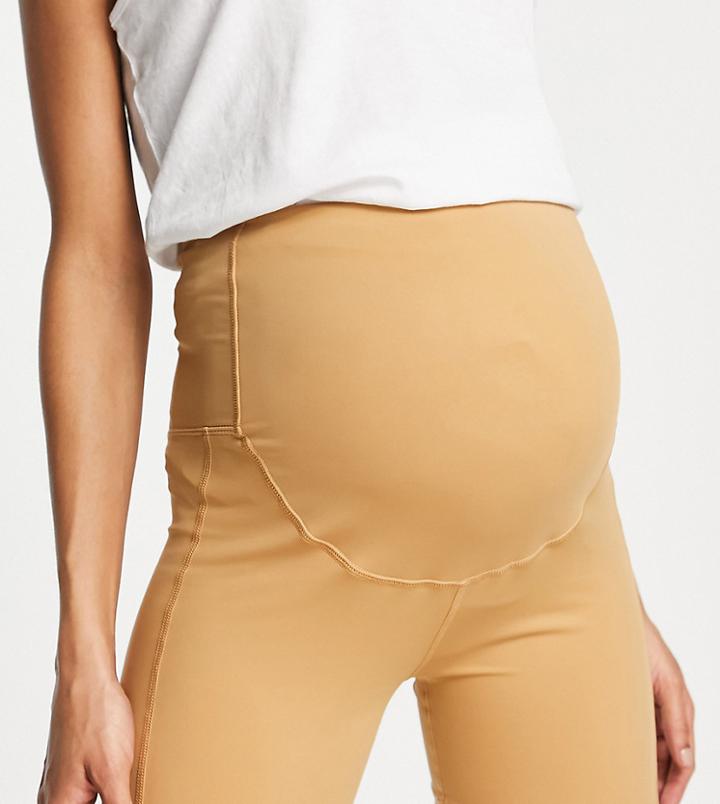South Beach Maternity Over The Bump Legging Shorts In Camel-neutral