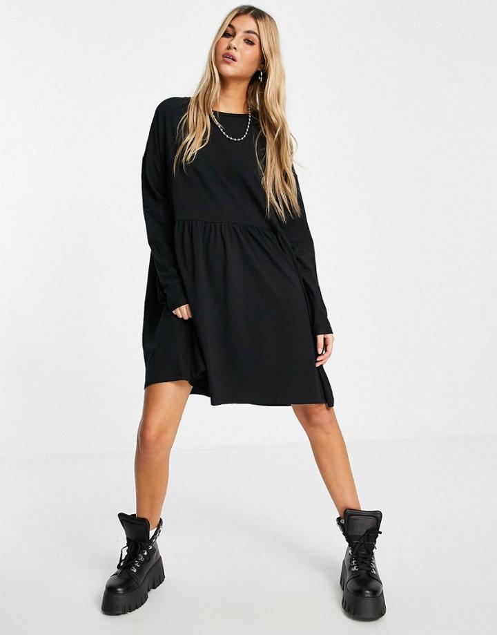 Noisy May Organic Cotton Smock Dress In Black