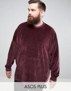Asos Plus Extreme Oversized Sweatshirt In Velour - Red