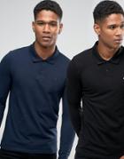 Asos 2 Pack Muscle Pique Polo With Logo Save - Multi