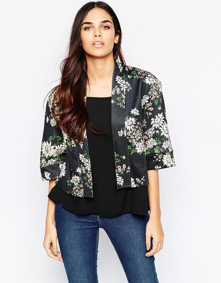 Mela Loves London Ponti Daisy Print Jacket - Black
