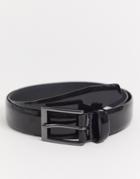 Moss London Faux Leather Patent Belt In Black