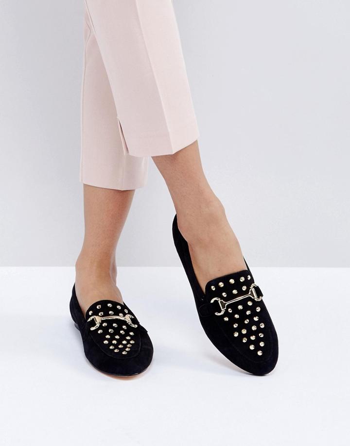Office Flash Studded Loafers - Black