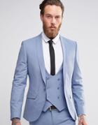 Noose & Monkey Suit Jacket With Stretch And Shawl Lapel In Super Skinny Fit - Sky Blue