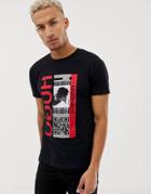 Hugo Didentity Large Graphic Print T-shirt In Black - Black