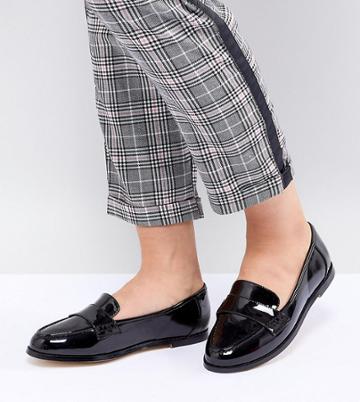 London Rebel Wide Fit Flat Loafers - Black