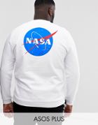 Asos Design Plus Sweatshirt With Nasa Back Print In White