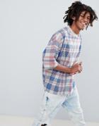 Asos Design Oversized T-shirt With Check Print - Gray