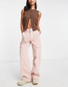 River Island Mid Rise Cargo Pants In Pink