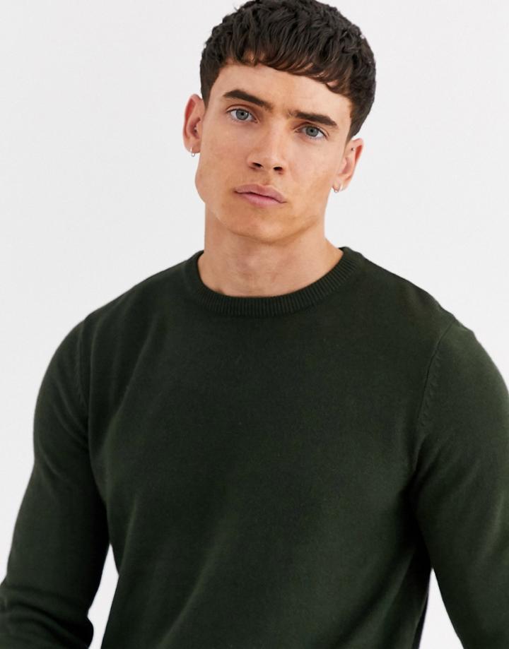 Threadbare Soft Touch Crew Neck Sweater In Green