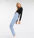 Noisy May Tall Mom Jeans In Light Wash-blues