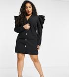 Saint Genies Plus Extreme Shoulder Blazer Dress In Black