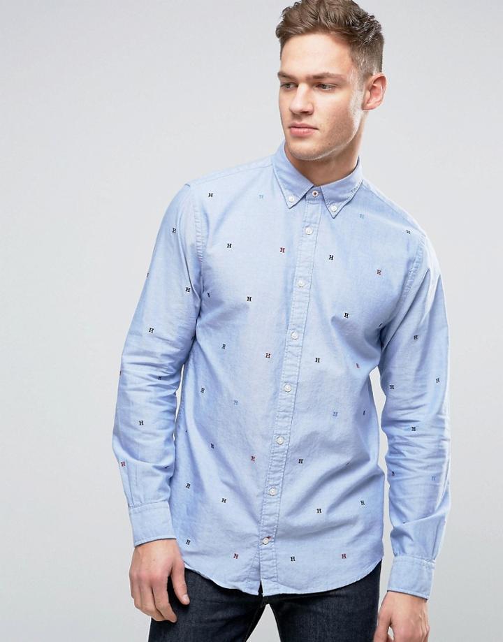Tommy Hilfiger All Over H Embroid Shirt Buttondown New York Regular Fi