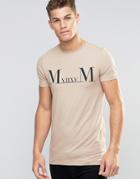 Asos Longline Muscle T-shirt With Roman Numerals Chest Print In Beige - Blonde