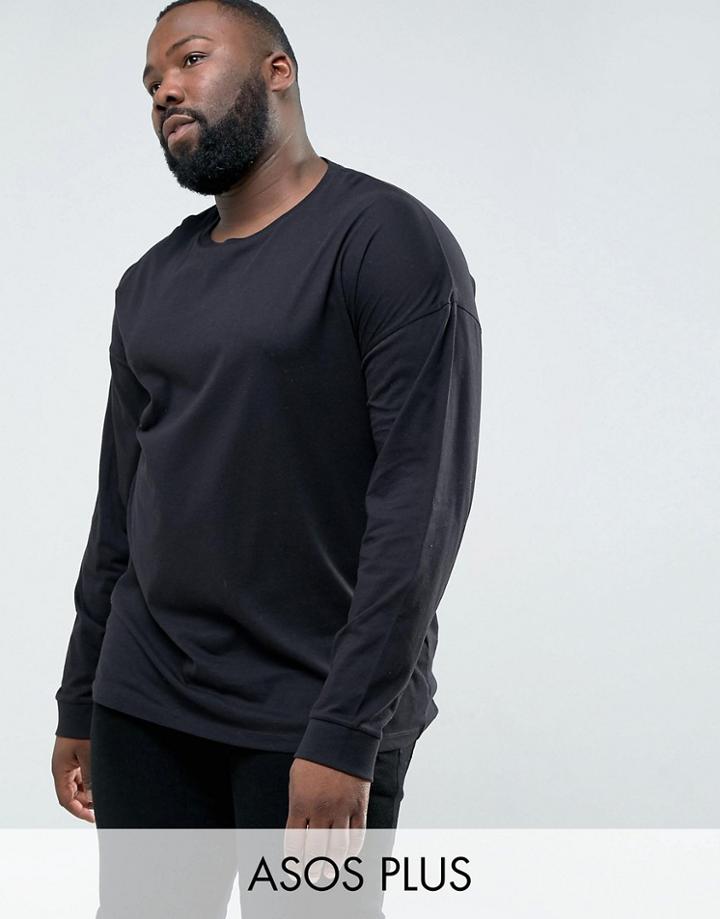 Asos Plus Oversized Long Sleeve T-shirt - Black
