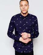 Only & Sons Shirt With All Over Bird Print - White