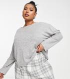 Asos Design Curve Lounge Super Soft Henley Top & Woven Plaid Boxers Short In Gray