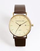 Christian Lars Mens Classic Strap Watch With Date Function In Tan-gold