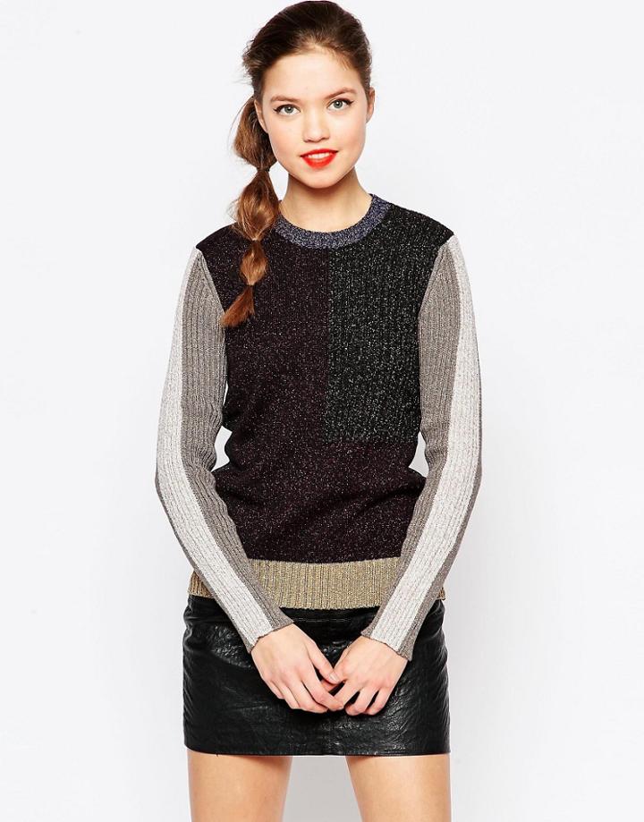 Love Moschino Metallic Panel Sweater - Multi