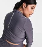 Asos Weekend Collective Curve Matching Fitted Top In Matte Stretch Slate Gray-grey