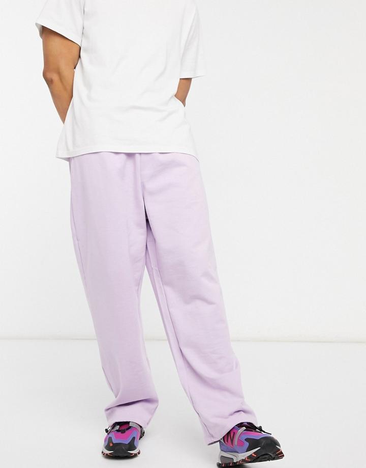 Asos Design Organic Super Oversized Sweatpants With Toggle Hem In Lilac-purple