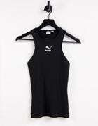 Puma Ribbed Racer Top In Black