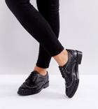 Asos Monterey Wide Fit Leather Studded Flat Shoes - Black