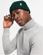 Selected Homme Logo Beanie In Green Made From 100% Polyester