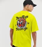 Asos Design Tall Oversized T-shirt With Tiger In Heavy Embroidery - Green