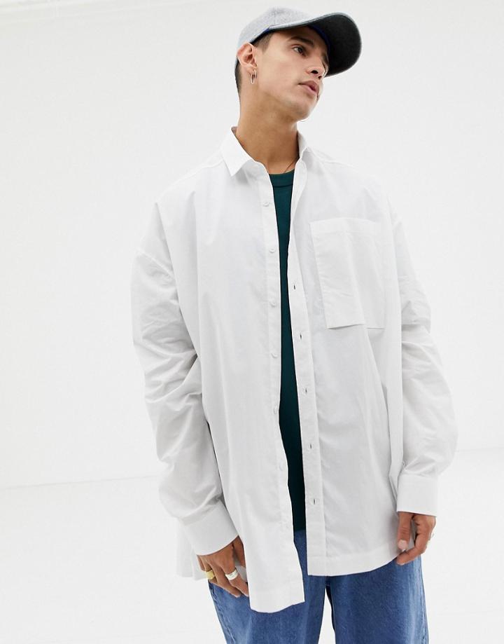 Asos White Oversized Shirt In White Soft Cotton - White