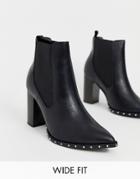 New Look Wide Fit Stud Detail Heeled Boot - Black