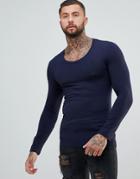 Religion Muscle Fit Long Sleeve T-shirt - Navy