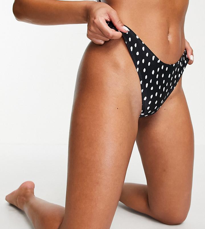 Peek & Beau Fuller Bust Exclusive Mix And Match High Leg Bikini Bottom In Polka Dot-black