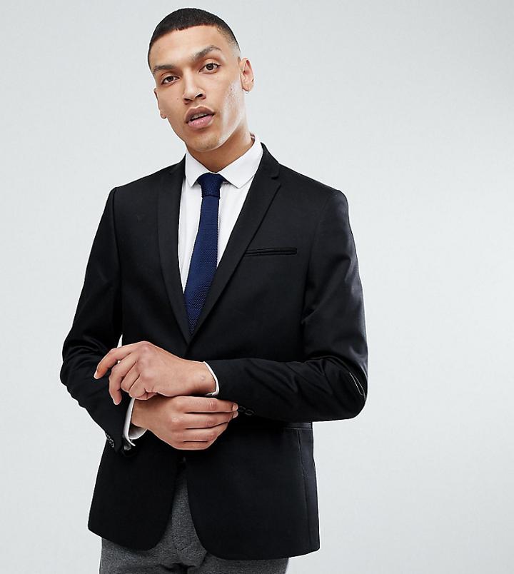 Noak Skinny Blazer In Cotton Sateen - Black