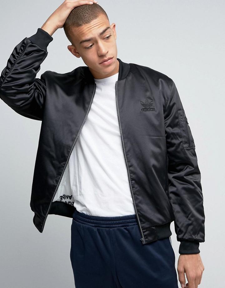 Adidas Originals New York Pack Sst Bomber Jacket In Black Bk7216 - Black
