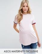 Asos Maternity Multi Fringe Sleeve T-shirt - Pink